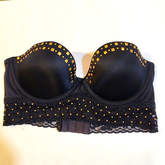 PINK by Victoria's Secret Black Studded Strappless Bra 34B - Picture 1 of 8
